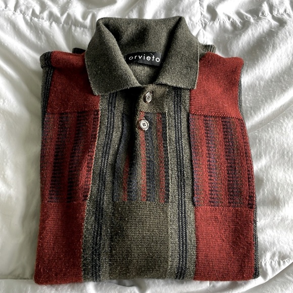 🇨🇦 Vintage Orvieto Wool Blend Long Sleeve Green Orange Sweater, Size L - Picture 15 of 15